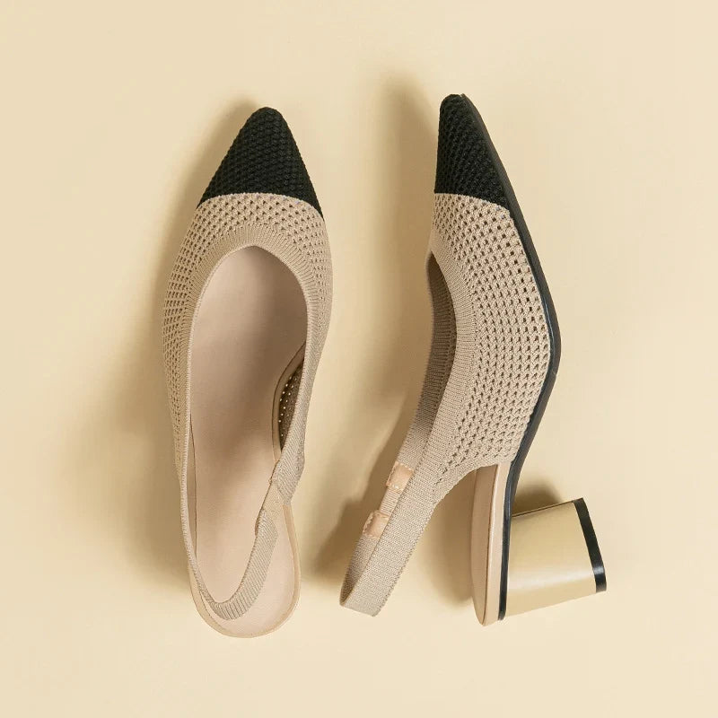 Chaussures à Talons Blocs et Bout Pointu